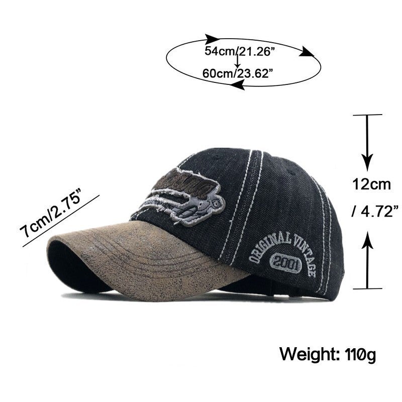 Baseball Cap Men Diamond Embroidery Washed Denim Summer Outdoor Hat - Image 3