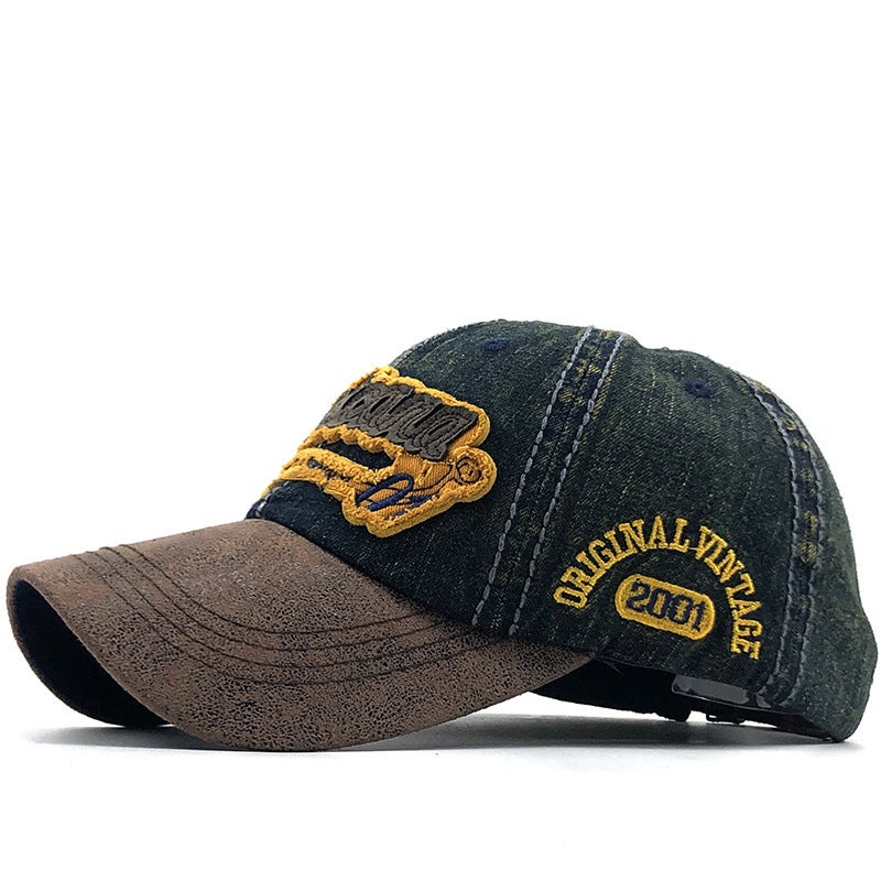 Baseball Cap Men Diamond Embroidery Washed Denim Summer Outdoor Hat - Image 1