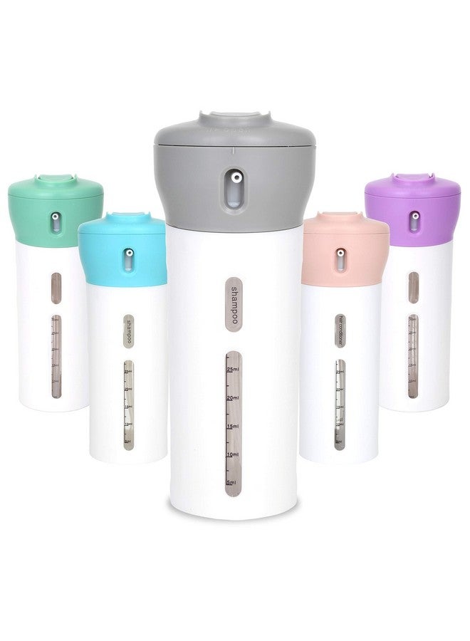 Travigo Travigo 4-in-1 Travel Dispenser Bottle Set, Includes Four 40 mL Cosmetic Toiletries TSA Approved Refillable Leakproof Liquid Containers for Shampoo, Lotions, Skincare, Makeup Products (Gray, Plastic) - Image 1
