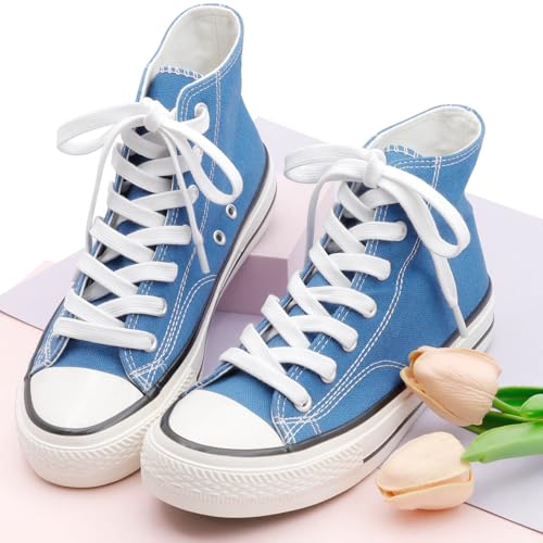 DELELE 2 Pair 55 inch Flat Shoe Laces for Athletic Running Sneakers Shoes White - Image 4