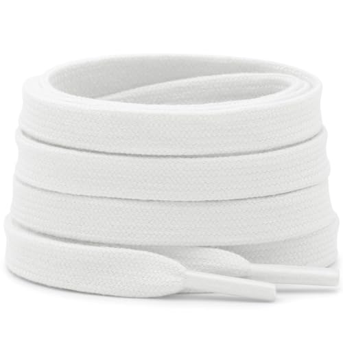 DELELE 2 Pair 55 inch Flat Shoe Laces for Athletic Running Sneakers Shoes White - Image 1