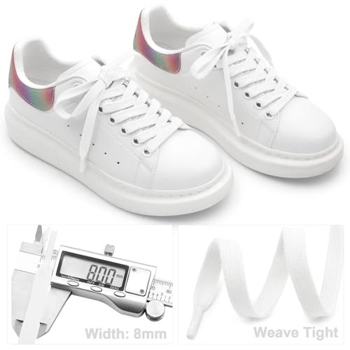DELELE 2 Pair 55 inch Flat Shoe Laces for Athletic Running Sneakers Shoes White - Image 3
