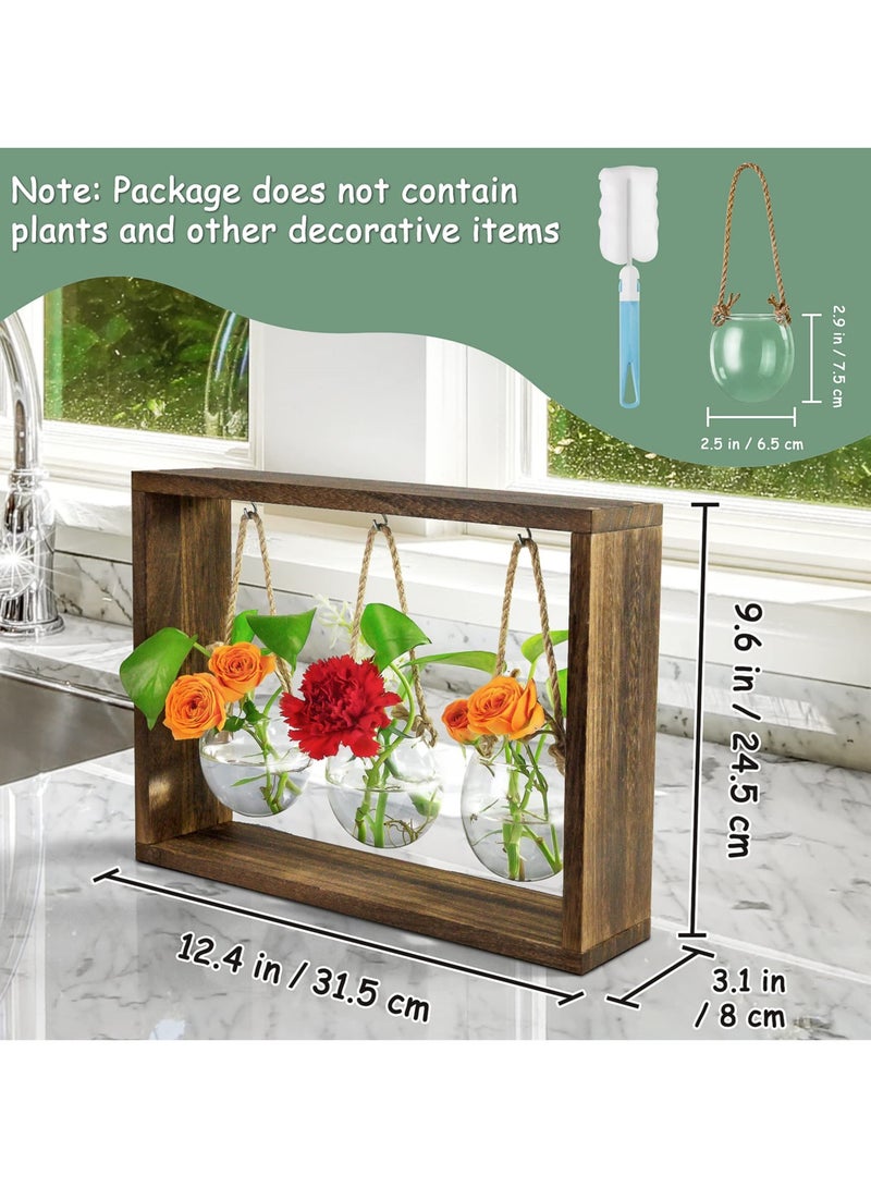 Generic Desktop Hydroponic Plant Propagation Station with Wooden Stand, Stylish Glass Planters for Air Plants, Ideal for Home and Office Decor, Ideal Gift for Plant Lovers  - Image 3