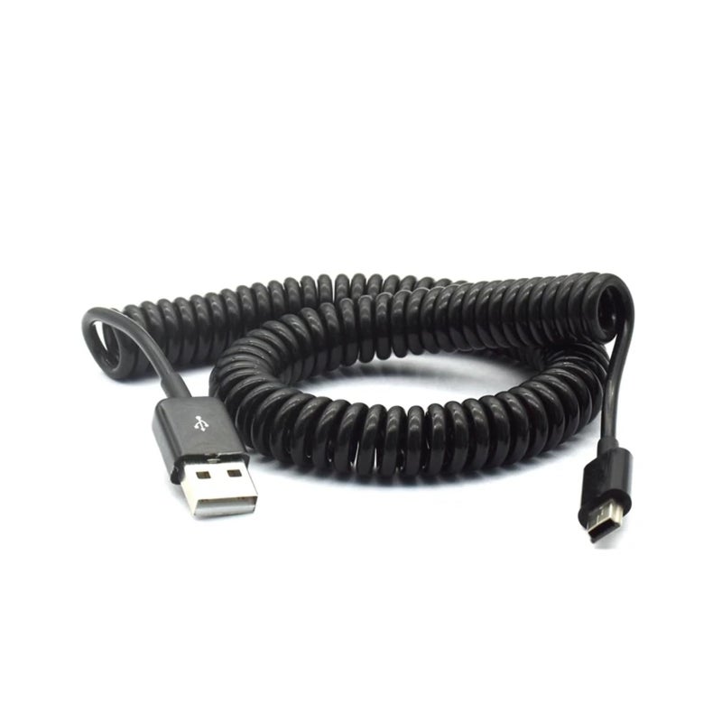 SOLDOUT USB 2.0 to Mini USB Spring Coiled Cable – 50CM Spiral Charging and Data Cable – 5 Pin - Image 2