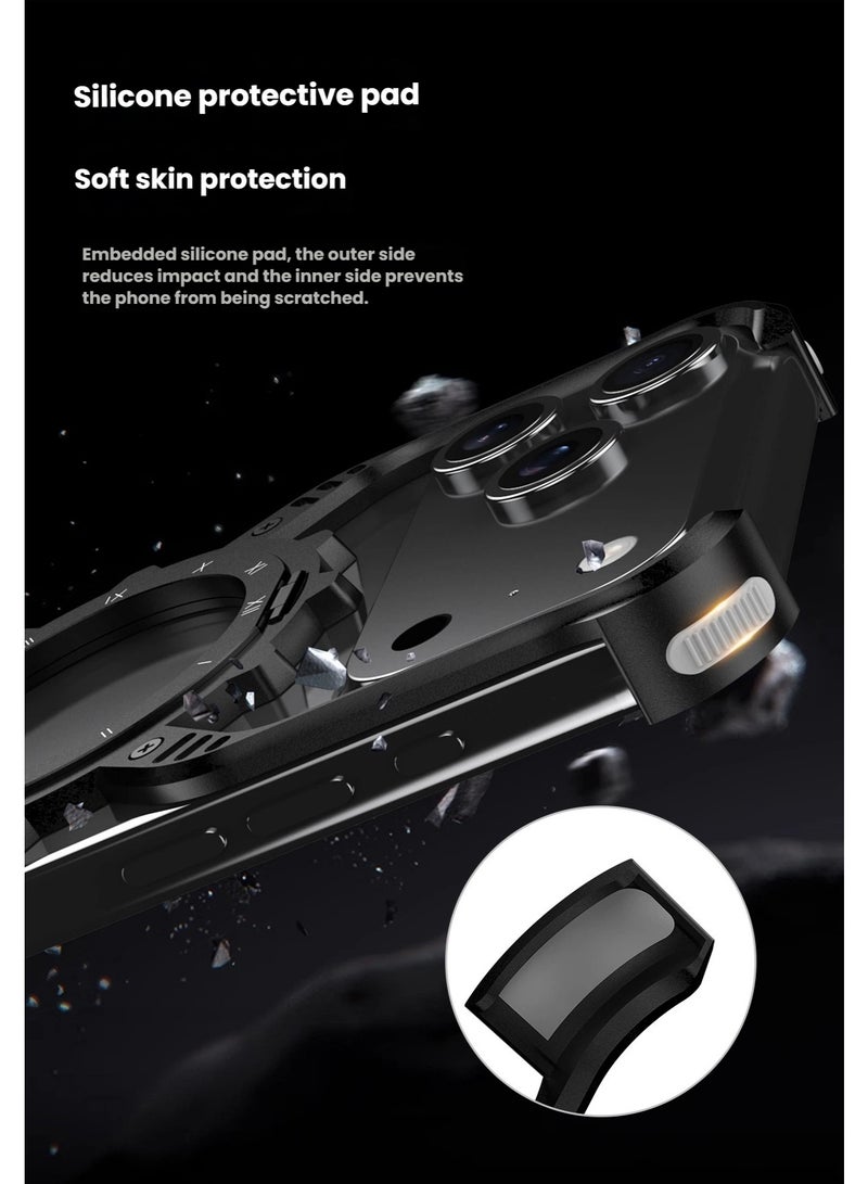 general Suitable for iPhone 17 Pro Max Heat-dissipating Metal Phone Case Glow-in-the-Dark Gear Stand Borderless Drop-Proof Cover Scratch-Resistant  Wear-Resistant - Image 3