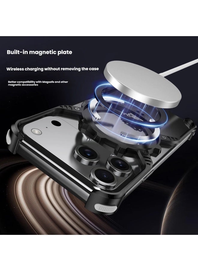 general Suitable for iPhone 17 Pro Max Heat-dissipating Metal Phone Case Glow-in-the-Dark Gear Stand Borderless Drop-Proof Cover Scratch-Resistant  Wear-Resistant - Image 2