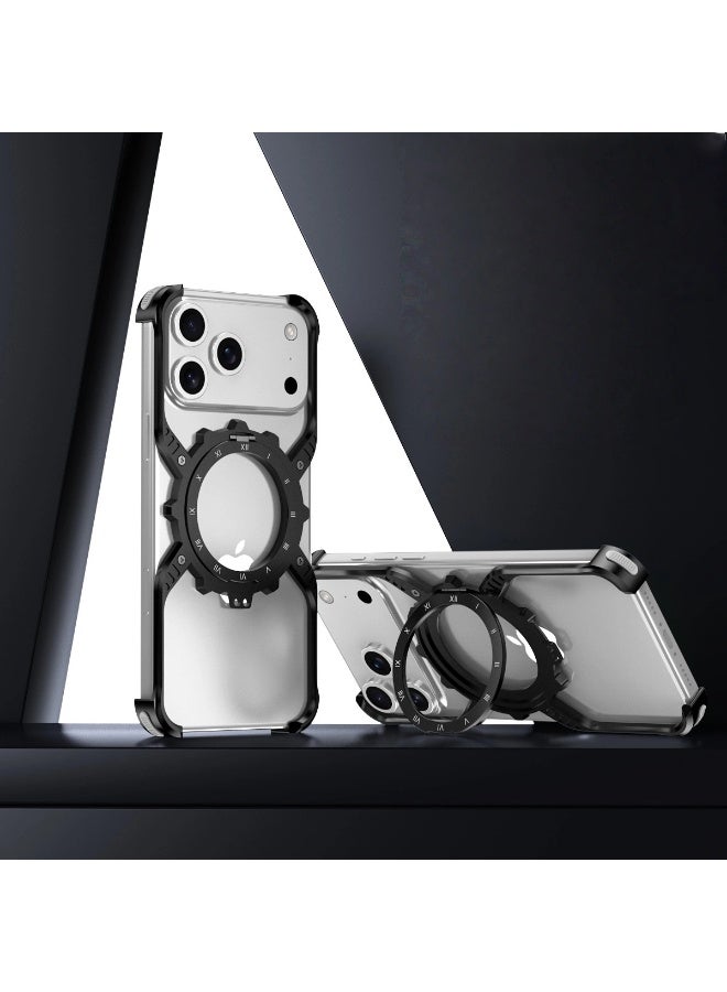 general Suitable for iPhone 17 Pro Max Heat-dissipating Metal Phone Case Glow-in-the-Dark Gear Stand Borderless Drop-Proof Cover Scratch-Resistant  Wear-Resistant - Image 1