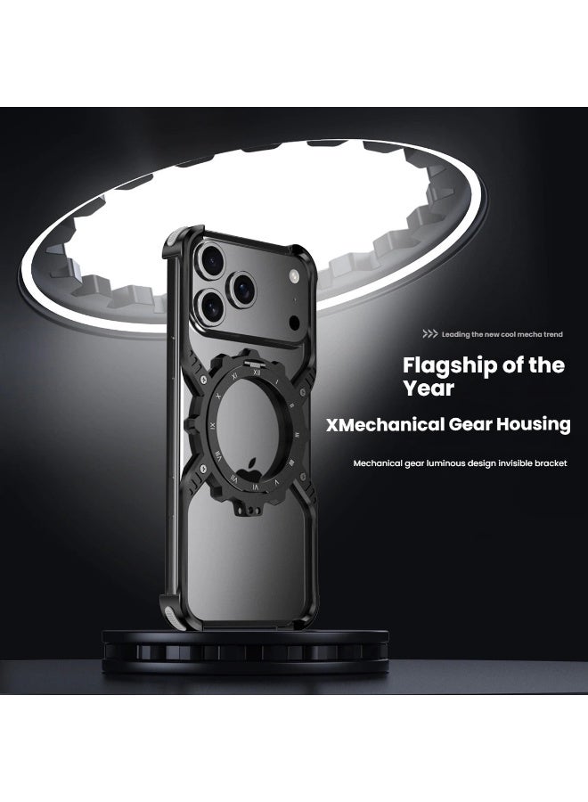 general Suitable for iPhone 17 Pro Max Heat-dissipating Metal Phone Case Glow-in-the-Dark Gear Stand Borderless Drop-Proof Cover Scratch-Resistant  Wear-Resistant - Image 4