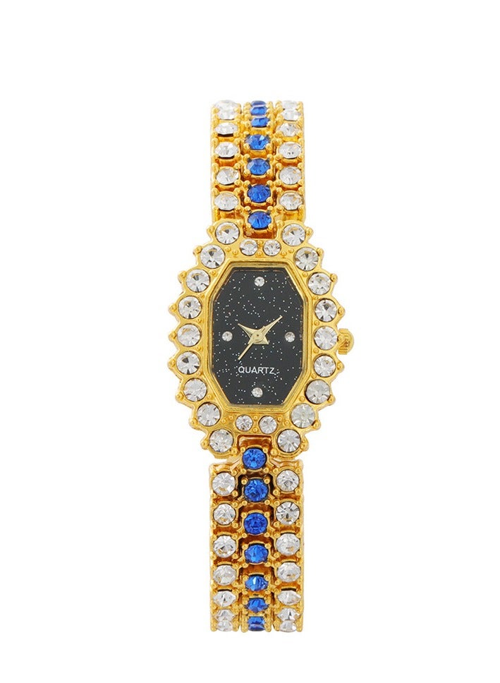 Fashionable Diamond Women's Watch Quartz Bracelet Watch Colored Diamond Watch (Gold) - Image 1
