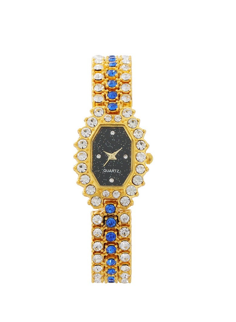 Fashionable Diamond Women's Watch Quartz Bracelet Watch Colored Diamond Watch (Gold) - Image 2