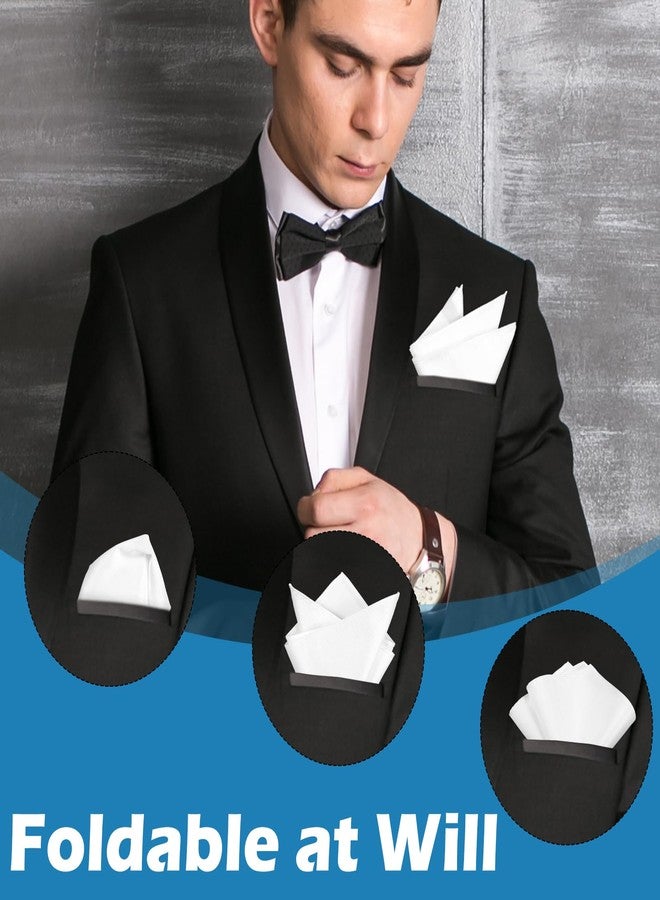 Qianyu Pocket Squares for Men Invisible Pockets Square Holder 10'' Handkerchiefs with Pocket White Suit Handkerchiefs for Daily Wedding Party Business Groom Casual Banquet Vests White Jackets - Image 5