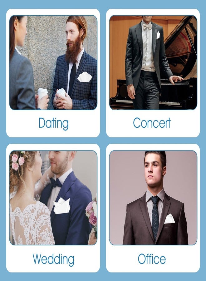 Qianyu Pocket Squares for Men Invisible Pockets Square Holder 10'' Handkerchiefs with Pocket White Suit Handkerchiefs for Daily Wedding Party Business Groom Casual Banquet Vests White Jackets - Image 4