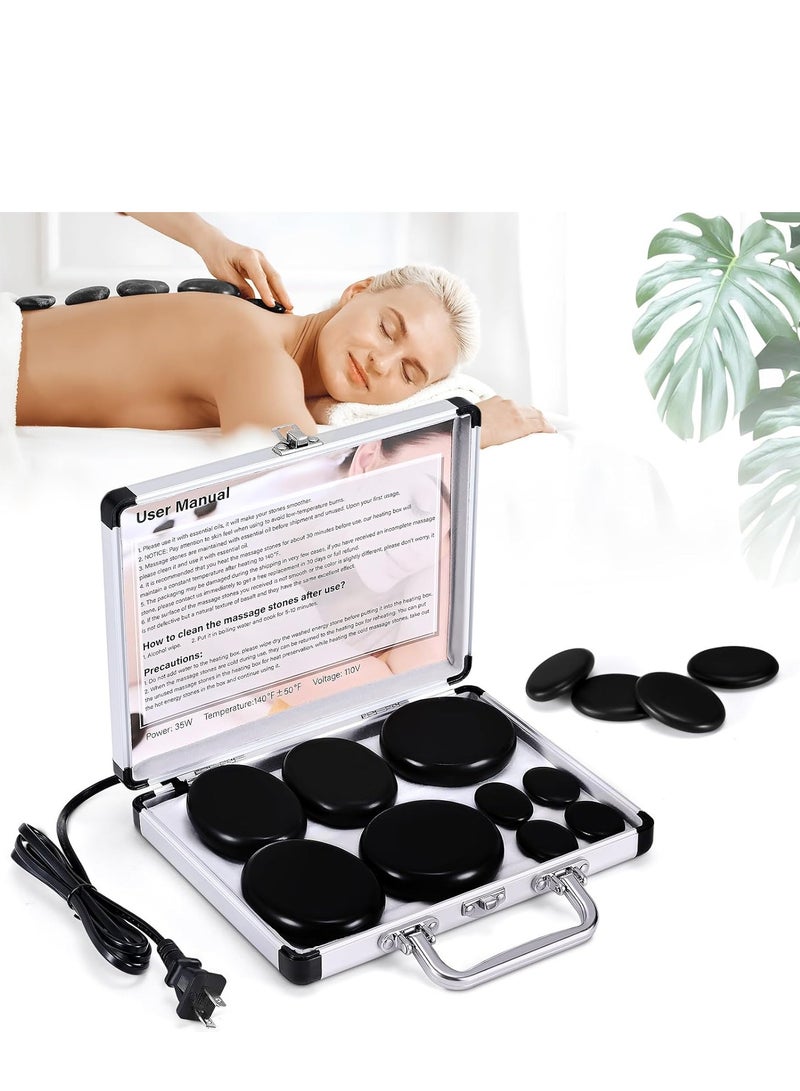 عربست الحجارة الساخنة تدليك مجموعة مع أدفأ 9pcs الحجارة الساخنة تدليك مجموعة مع سخان المحمولة الحجارة الساخنة تدليك البازلت مجموعة مع أدفأ مجموعة لمنزل سبا العلاج التدفئة الاسترخاء - Image 1