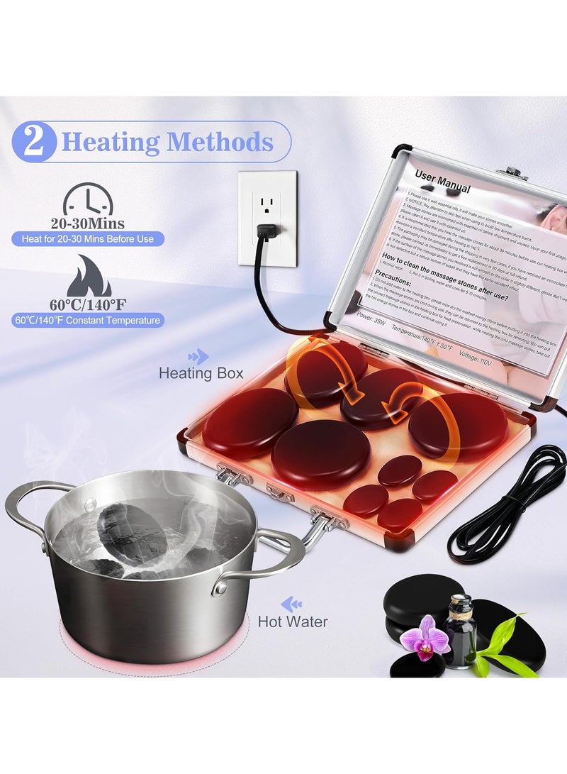عربست الحجارة الساخنة تدليك مجموعة مع أدفأ 9pcs الحجارة الساخنة تدليك مجموعة مع سخان المحمولة الحجارة الساخنة تدليك البازلت مجموعة مع أدفأ مجموعة لمنزل سبا العلاج التدفئة الاسترخاء - Image 4