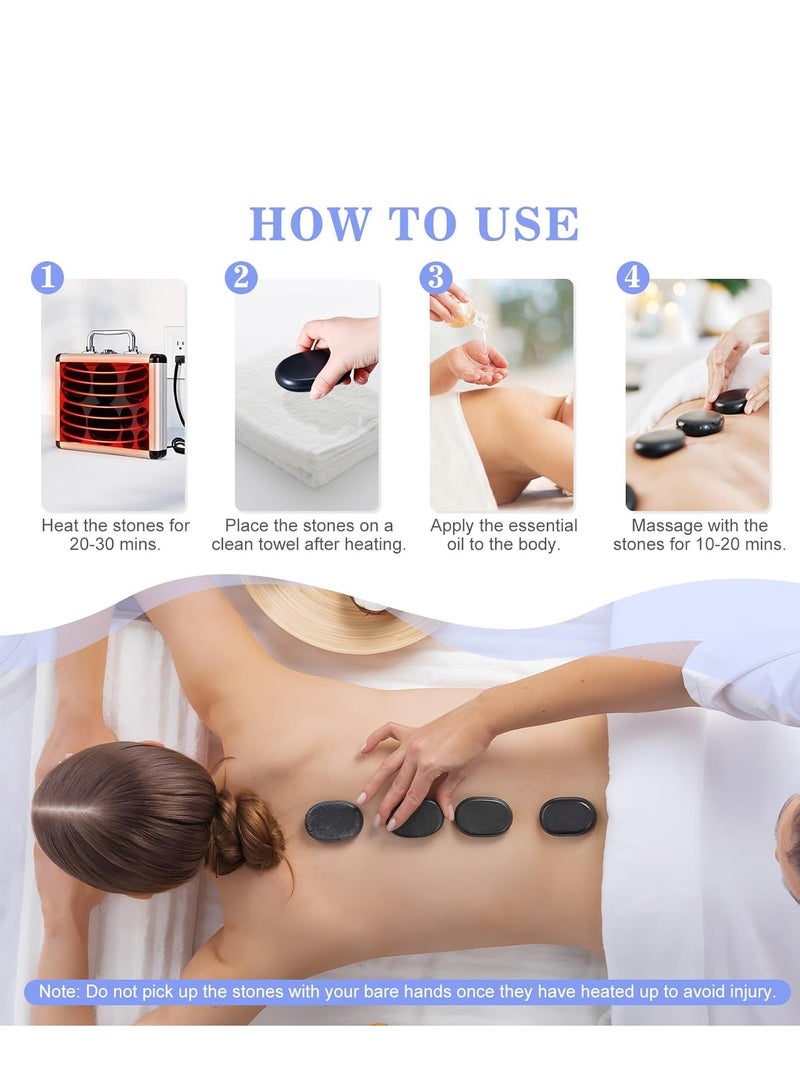 عربست الحجارة الساخنة تدليك مجموعة مع أدفأ 9pcs الحجارة الساخنة تدليك مجموعة مع سخان المحمولة الحجارة الساخنة تدليك البازلت مجموعة مع أدفأ مجموعة لمنزل سبا العلاج التدفئة الاسترخاء - Image 5