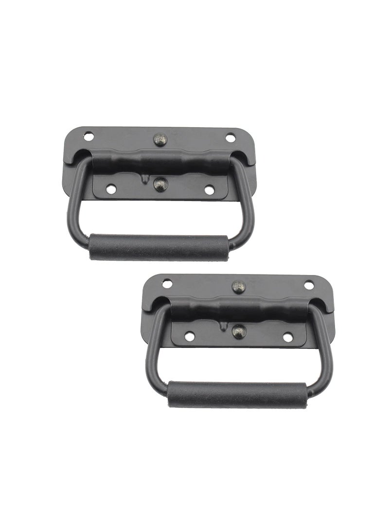 Loaded Pull Handles, Surface Mount Chest Handle with Rubber Grip Handmade Chest Trunk Lifter Handle Pull Heavy Duty Hardware for Chests Trunks Crates Storage Boxes Thickened 2mm (2 Pack)  - Image 1