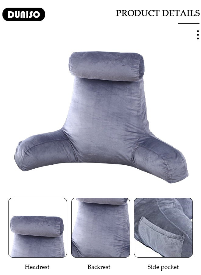 DUNISO Reading Pillow, Large Bed Rest Pillow with Detachable Neck Roll,Backrest with Arms，Pockets and Washable Cover, for Sitting in Bed or Couch-Backrest Reading Pillow Adult Back Pillows for Reading,Watching TV,Gaming,Relaxing - Image 5