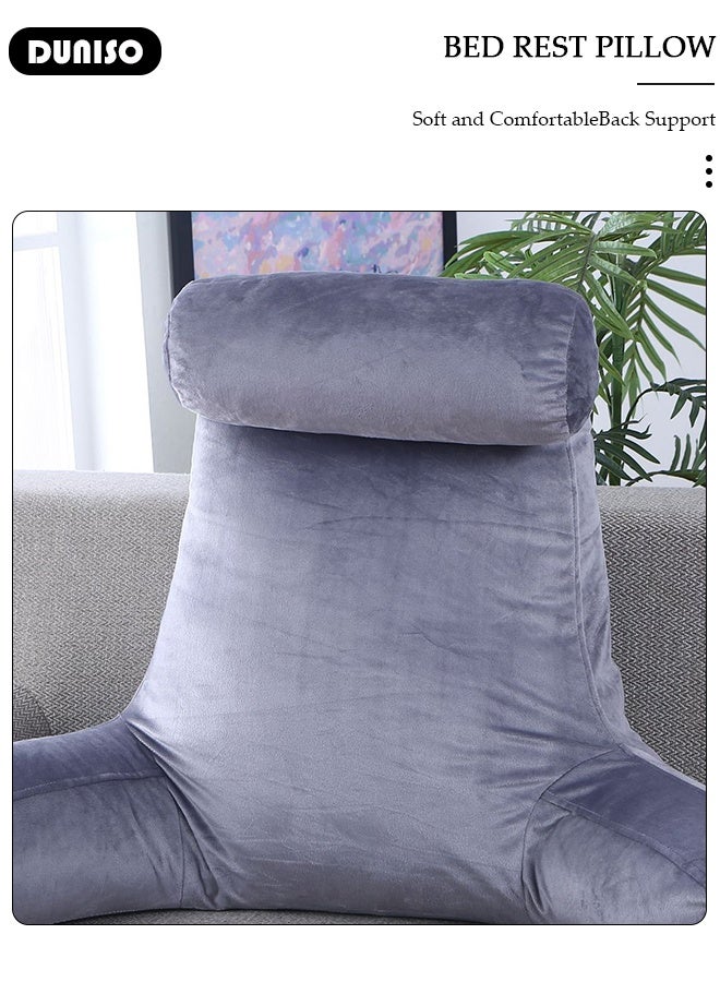 DUNISO Reading Pillow, Large Bed Rest Pillow with Detachable Neck Roll,Backrest with Arms，Pockets and Washable Cover, for Sitting in Bed or Couch-Backrest Reading Pillow Adult Back Pillows for Reading,Watching TV,Gaming,Relaxing - Image 3