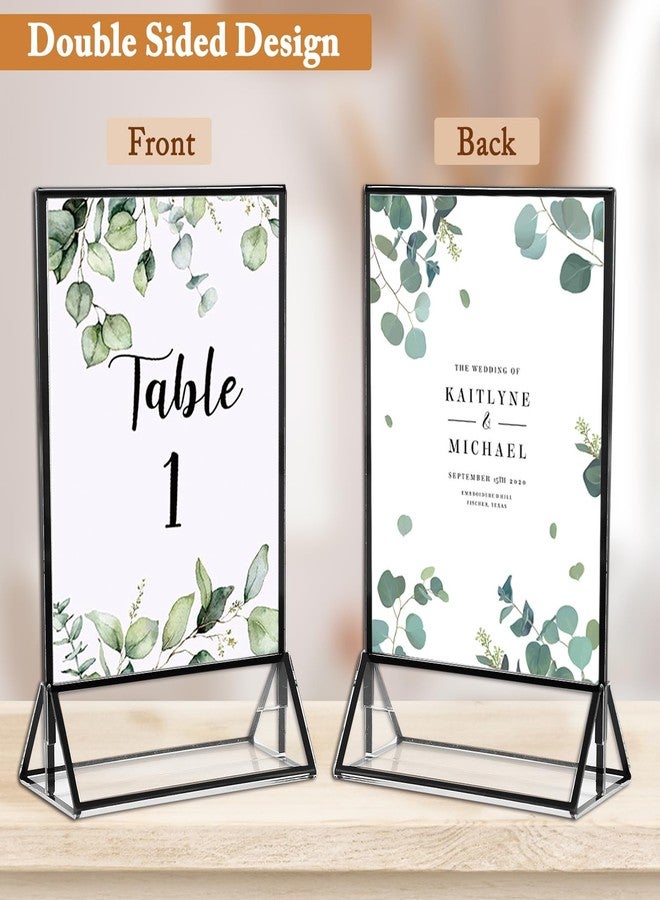 Floroom 6 Pack 5x7 Inch Clear Acrylic Sign Holders, Double-Sided Black Display Stand Picture Frames for Table Numbers, Menus, Flyers, Weddings, and Offices - Image 4