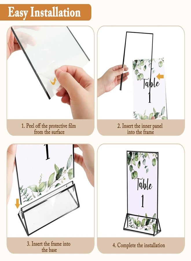 Floroom 6 Pack 5x7 Inch Clear Acrylic Sign Holders, Double-Sided Black Display Stand Picture Frames for Table Numbers, Menus, Flyers, Weddings, and Offices - Image 3