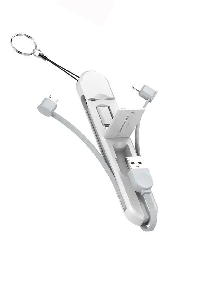 LDNIO 3 In 1 Fast Charging Short Cable Storage Box, Type-C Connector And 3.8A Current - White  - Image 1