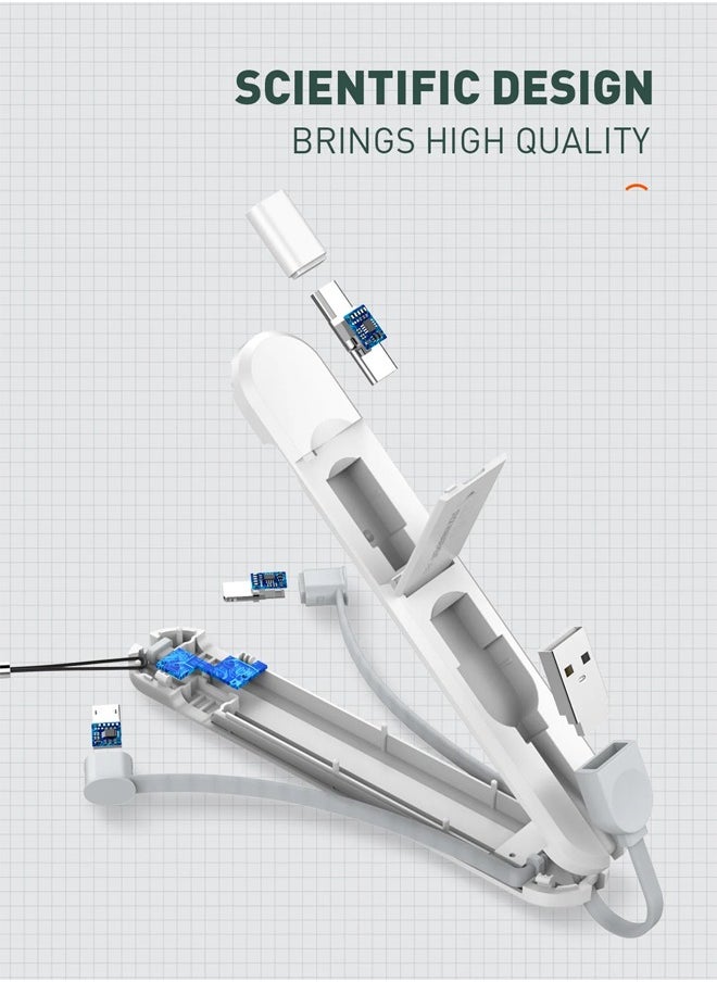 LDNIO 3 In 1 Fast Charging Short Cable Storage Box, Type-C Connector And 3.8A Current - White  - Image 3