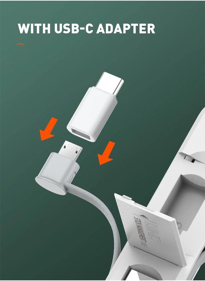 LDNIO 3 In 1 Fast Charging Short Cable Storage Box, Type-C Connector And 3.8A Current - White  - Image 4