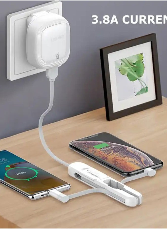 LDNIO 3 In 1 Fast Charging Short Cable Storage Box, Type-C Connector And 3.8A Current - White  - Image 5