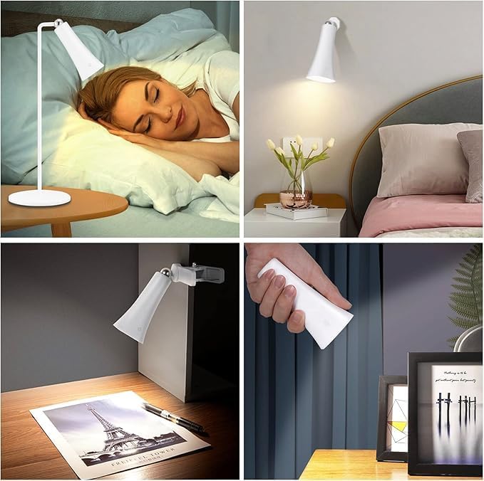 ONTRIP ONTRIP 4 in 1 Rechargeable LED Desk Lamp Dimmable 360 Rotating Magnetic Brightness Reading Lamp USB C Charging Table Lamp Clip Light Flashlight for Study Reading Lamp de Chevet Multicolour - Image 4