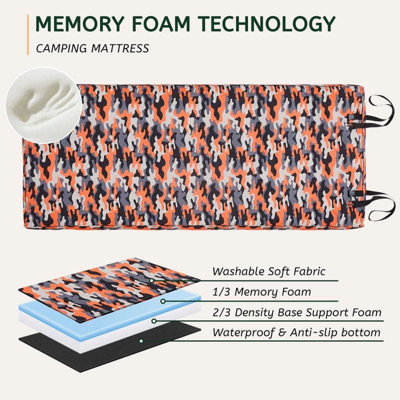 Home Mate HomeMate Memory Foam Camping Cot Mattress Pad Mat-Sleeping Pad Mat Portable Roll Up Travel Mattress CertiPUR-US for Adults-Camping Bed for Guests Floor Tent Sleepover with Waterproof Cover Travel Bag - Image 2