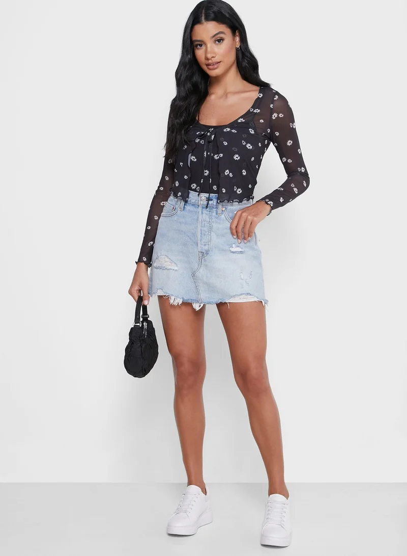 NEW LOOK Printed Mesh Cardigan