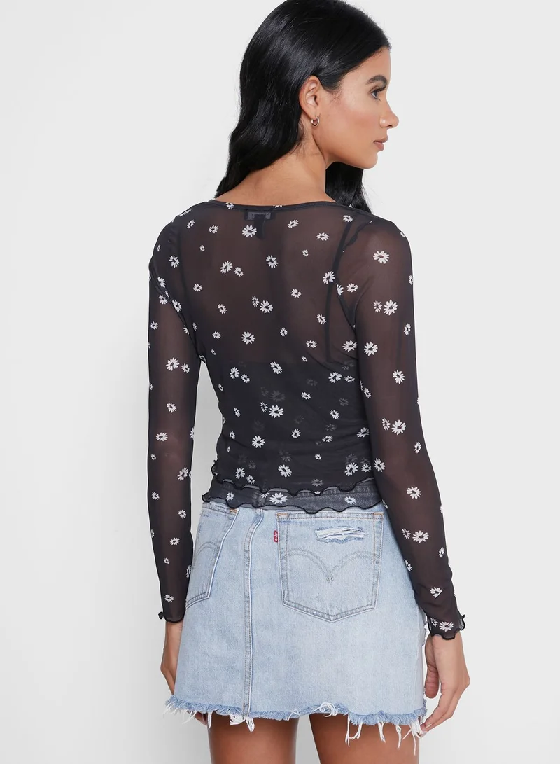 NEW LOOK Printed Mesh Cardigan
