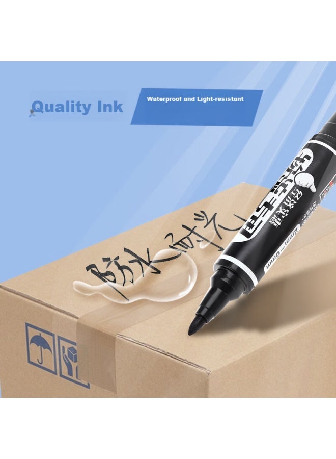 GENVANA Jinwanian Dual-tip Permanent Marker Set, Signature Pen, Marker Pen, Logistics Black Large-tip Pen K-0918 - Image 4