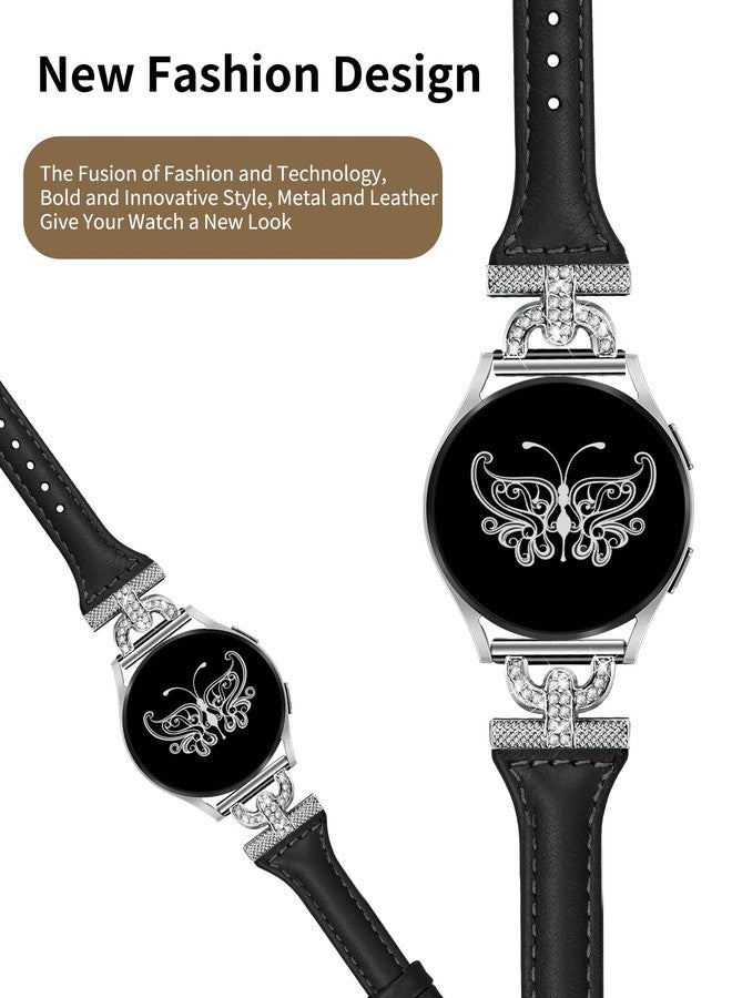 JOYOZY Genuine Leather Bands Compatible with Samsung Galaxy Watch 7/6/5/4/FE 40mm 44mm/Watch 5 Pro 45mm/Watch 6/4 Classic 42mm 46mm 43mm 47mm/Active2,Metal D-Shape Slim Leather 20mm Wristband Straps - Image 4