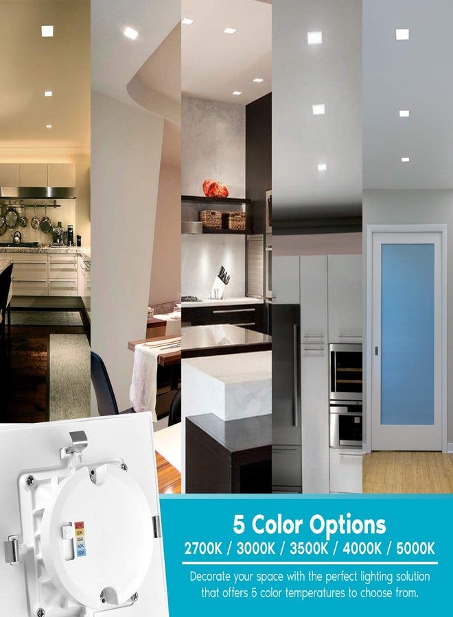 LUXRITE 4 Inch Square Recessed LED Can Lights, CCT Color Temperature Selectable 2700K | 3000K | 3500K | 4000K | 5000K, Dimmable Recessed Lights, 750 Lumens, CRI 90, Energy Star, Wet Rated (4 Pack) - Image 2