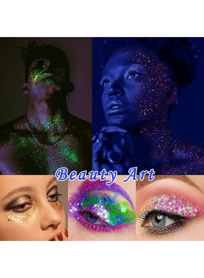 SEISSO N The Dark Glitter, Seisso 12 Bottles Luminous Glitter With Uv Flashlight Set, 10G/Bottle Chunky Glitter Powder For Resin Arts Crafts, Body Face Nail Glitter, Tumbler Slime Glitter - Image 4