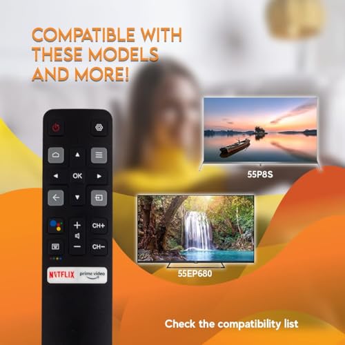 KPDP RC802V FNR2 Original Voice Remote for TCL Android Smart TVs – Compatible with Models 40S330 43S434 50P8 55P8 65P8 75S434 and More with Built-in Voice Control and Dedicated Prime Video Button - Image 4