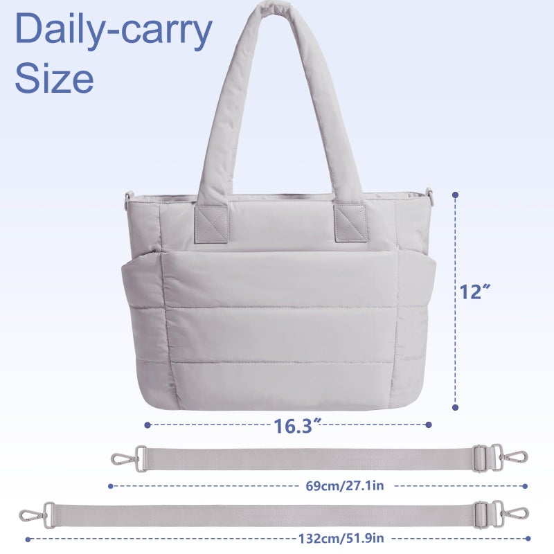 GASSDA Tote Bag for Women Lightweight Puffer Tote Bag Large Nurse Bags Handbag with Pockets Zipper Closure for Work Travel - Image 4