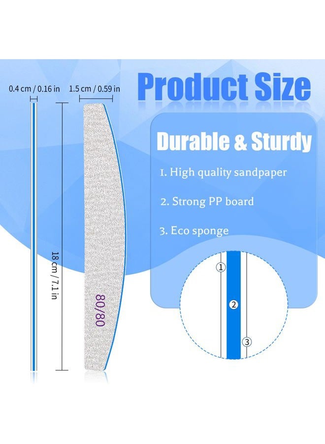 BLESWIN 12 PCS Nail Files for Acrylic Nails, 80/80 Grit Nail File for Poly Nail Extension Gel Emery Boards Nail Files Doubled Sides Coarse Washable Nail File Manicure Tools for Home and Salon Use - Image 2