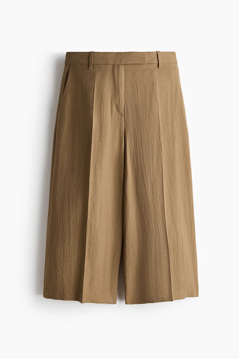 Tailored linen-blend culottes