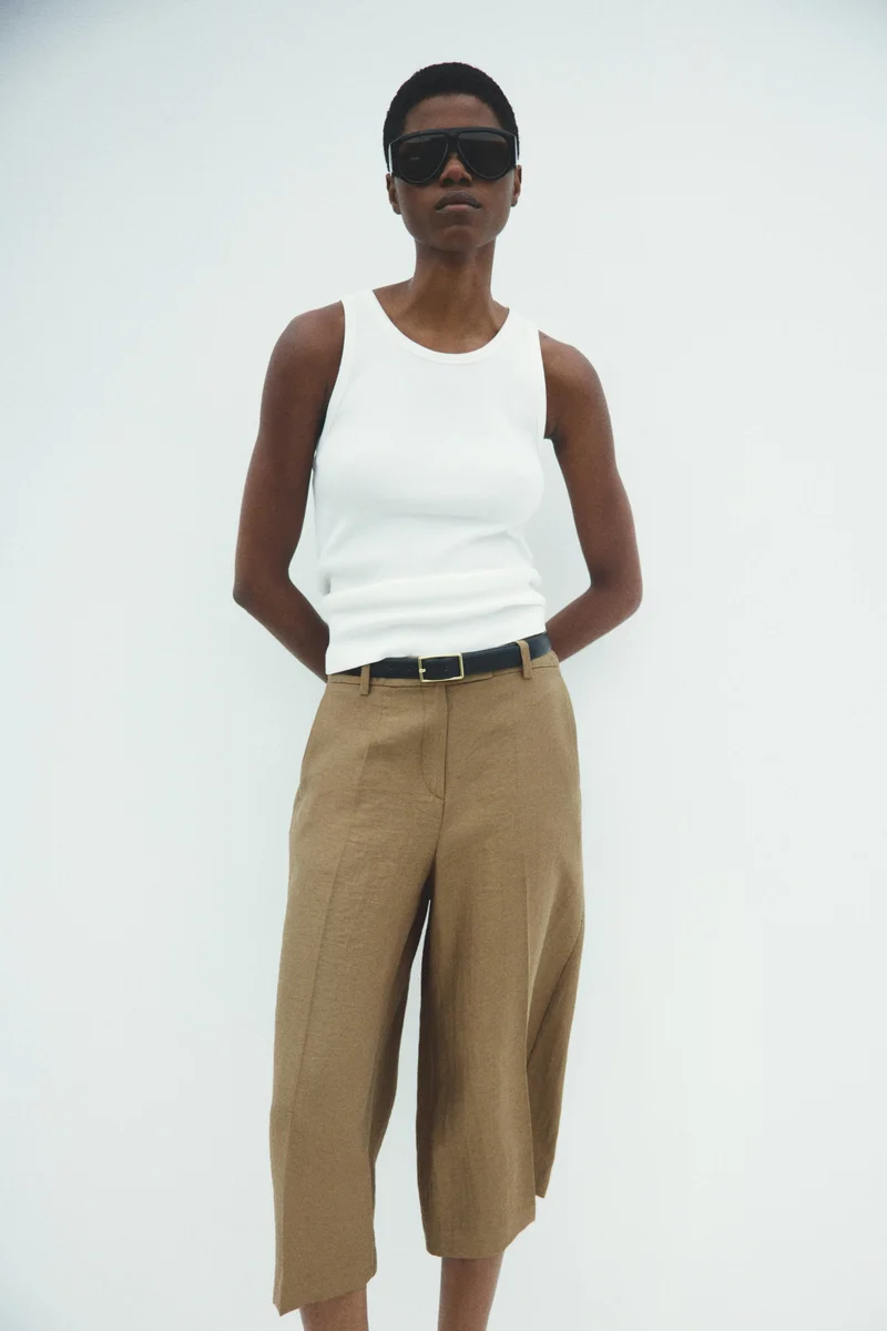 H&M Tailored linen-blend culottes