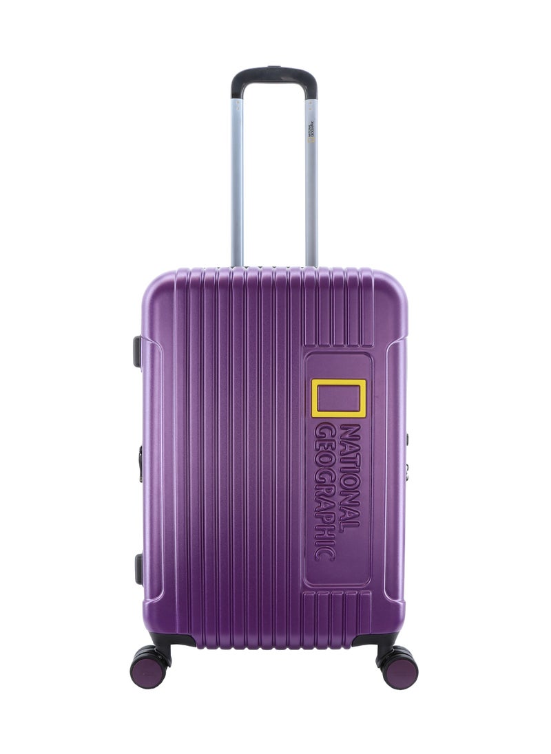 NATIONAL GEOGRAPHIC - National Geographic Canyon ABS/PC Hardshell Medium Check-In Suitcase Metallic Purple, Durable Lightweight Expandable Anti-theft Zipper TSA Lock Travel Luggage, 4 Double Wheel Trolley Bag (24 Inch) - Image 1