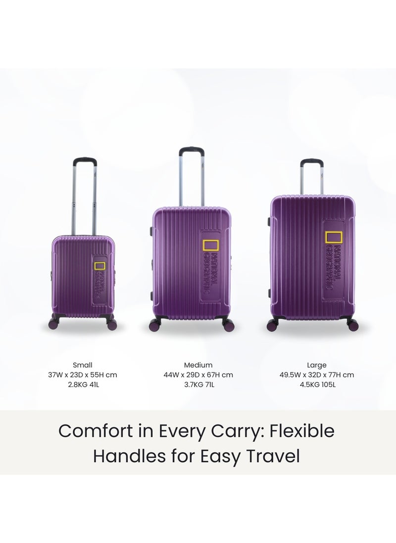 NATIONAL GEOGRAPHIC - National Geographic Canyon ABS/PC Hardshell Medium Check-In Suitcase Metallic Purple, Durable Lightweight Expandable Anti-theft Zipper TSA Lock Travel Luggage, 4 Double Wheel Trolley Bag (24 Inch) - Image 1