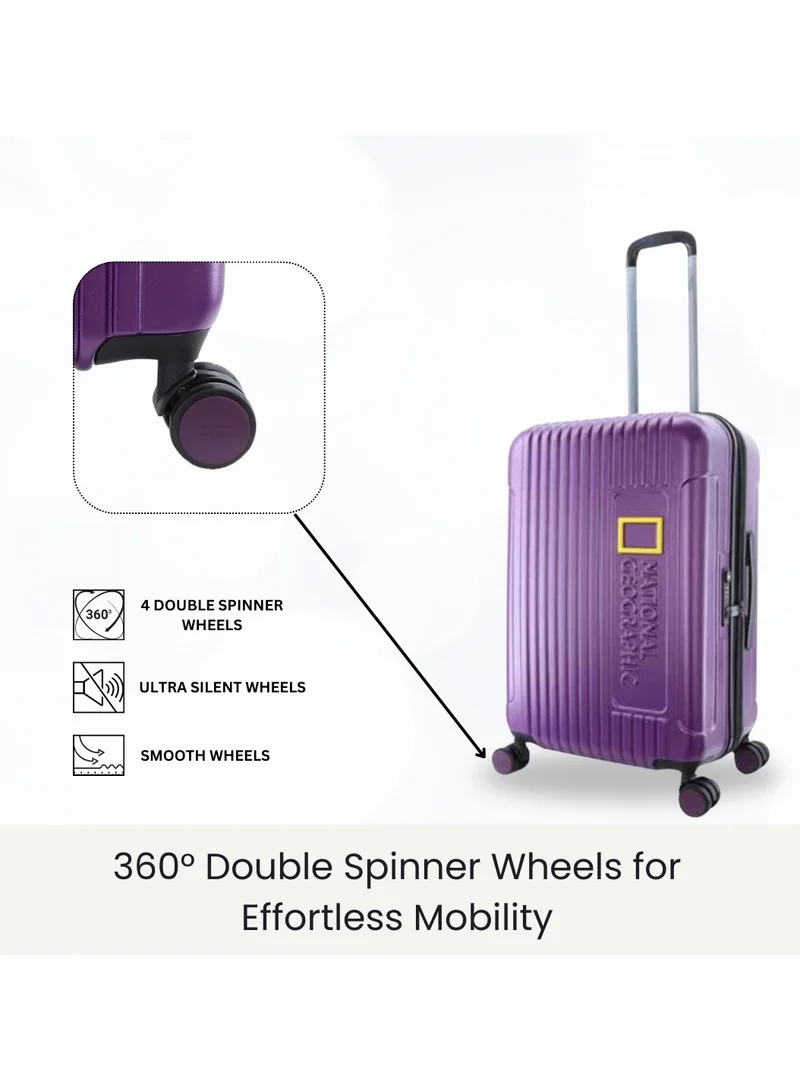 NATIONAL GEOGRAPHIC National Geographic Canyon ABS/PC Hardshell Medium Check-In Suitcase Metallic Purple, Durable Lightweight Expandable Anti-theft Zipper TSA Lock Travel Luggage, 4 Double Wheel Trolley Bag (24 Inch)