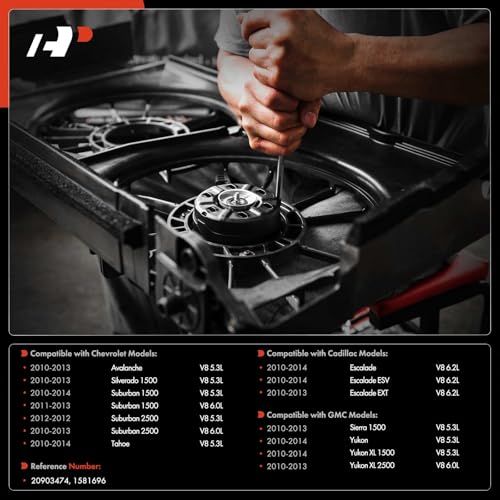 A-Premium Radiator Fan Motor Compatible with Chevrolet, GMC & Cadillac Models - Silverado 1500 2010-2013, Tahoe 2010-2014, Avalanche 2010-2013, Suburban 2500, Sierra 1500, Yukon XL, Escalade ESV EXT - Image 2