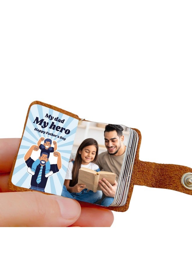 Flashing Click Customizable Leather Mini Photo Album Keychain - with 12 to 24 Photos - Gift Idea for Father's Day, Birthdays, Anniversaries, or Special Moments - Image 1