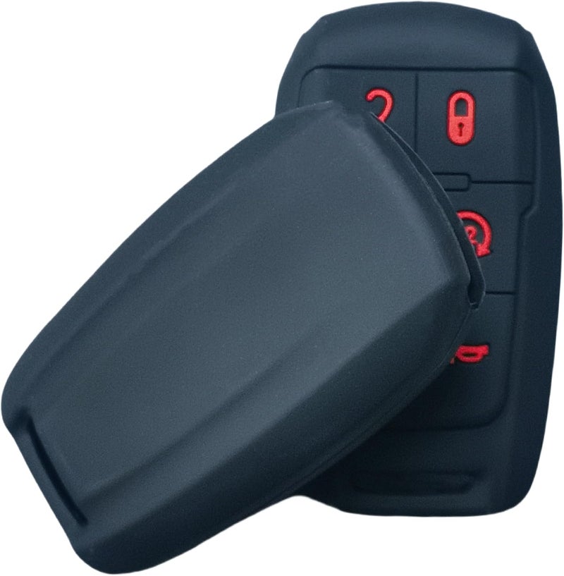 RUNZUIE غطاء مفتاح ذكي سيليكون RUNZUIE 2 قطعة لسيارات دودج رام 2500 3500 5500 من 2019-2021 - أسود أحمر/أزرق - Image 2