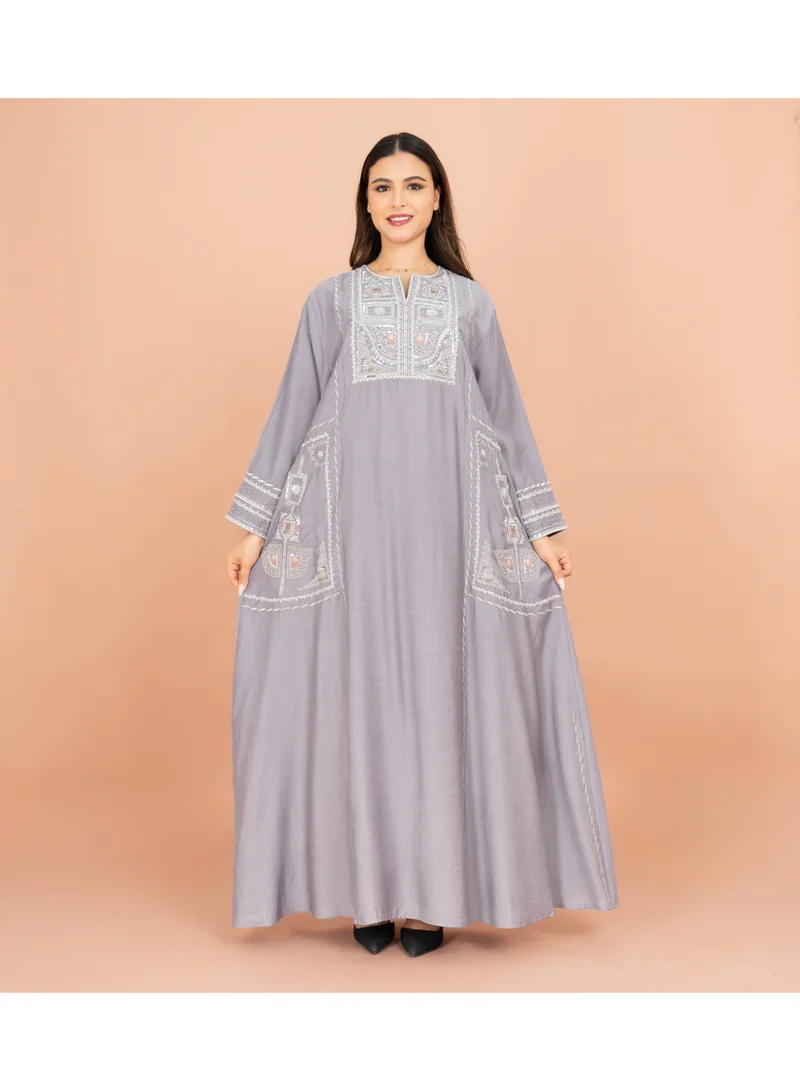 IKKXA Solid Jalabiya Crystal Details Wide Cut Arabisque IK603 Violet