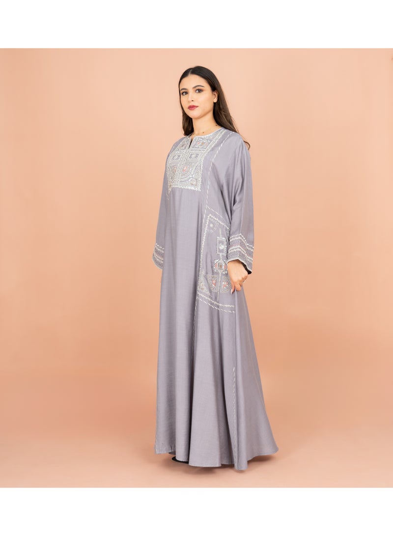 IKKXA Solid Jalabiya Crystal Details Wide Cut Arabisque IK603 Violet - Image 3