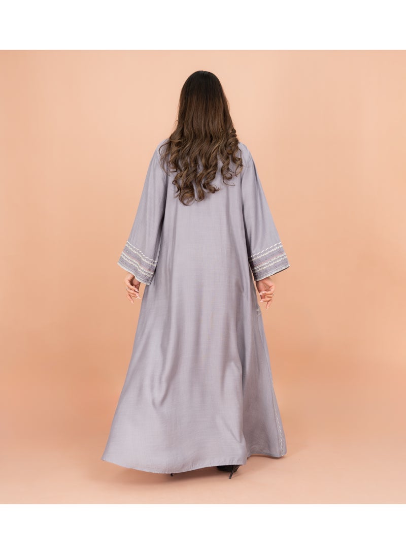 IKKXA Solid Jalabiya Crystal Details Wide Cut Arabisque IK603 Violet - Image 4